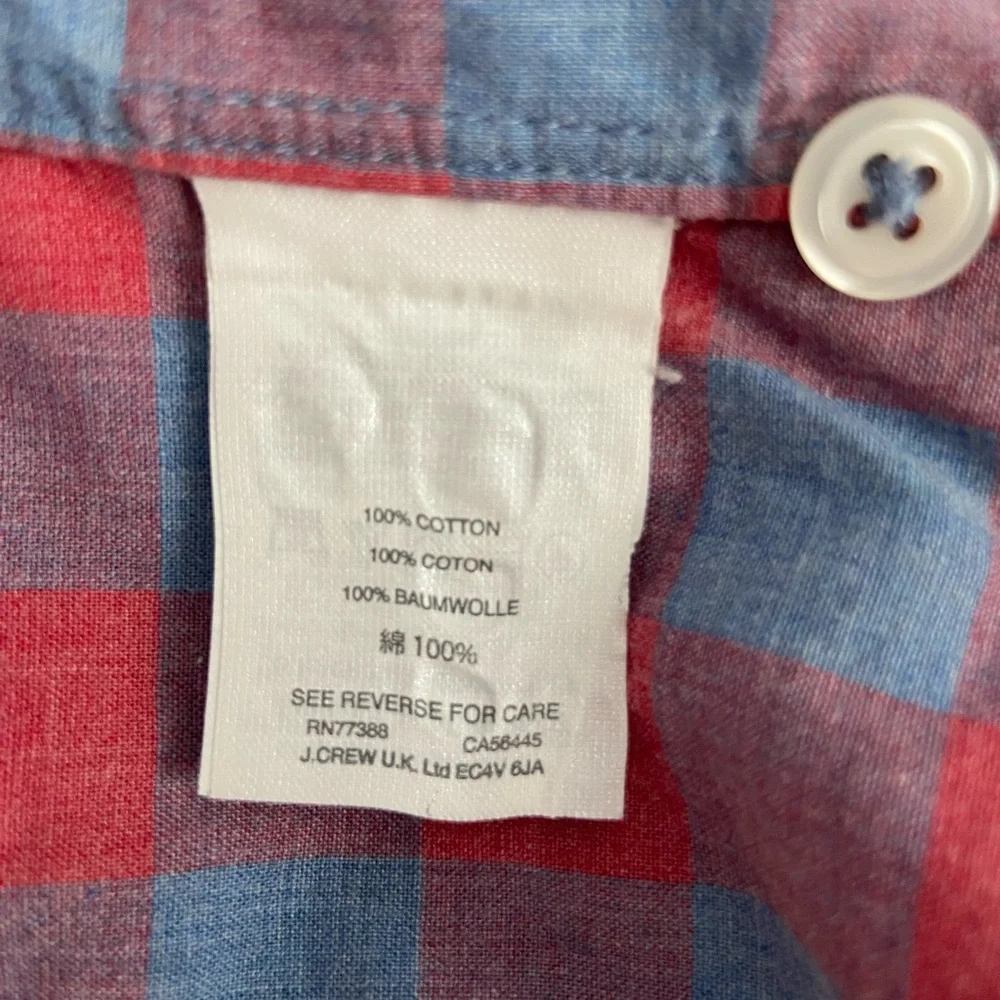 J. Crew Slim Fit Red and Blue Check Button-Down Shirt